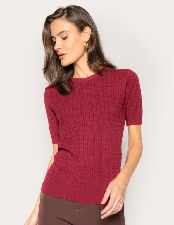 Blusa manga curta tricot