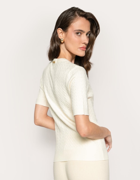 Blusa manga curta tricot