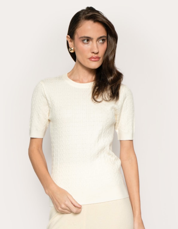 Blusa manga curta tricot