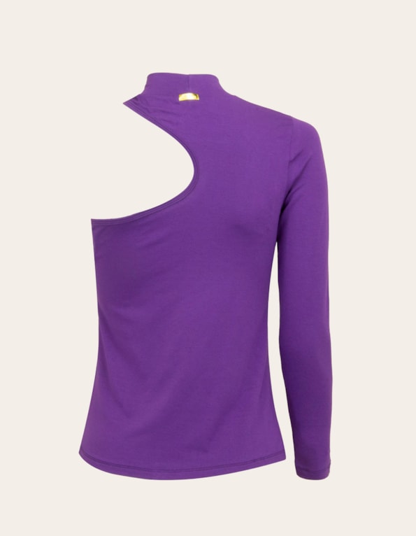 Blusa manga longa 1 ombro gola alta Roxo