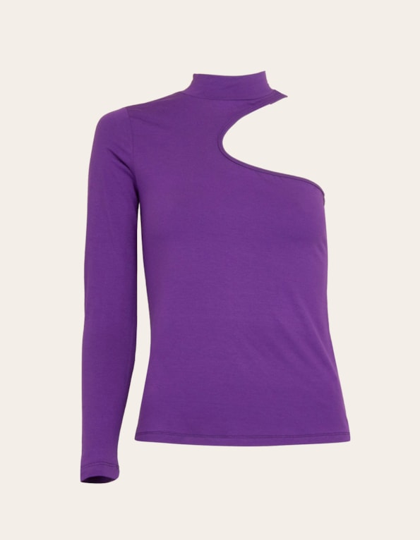 Blusa manga longa 1 ombro gola alta Roxo