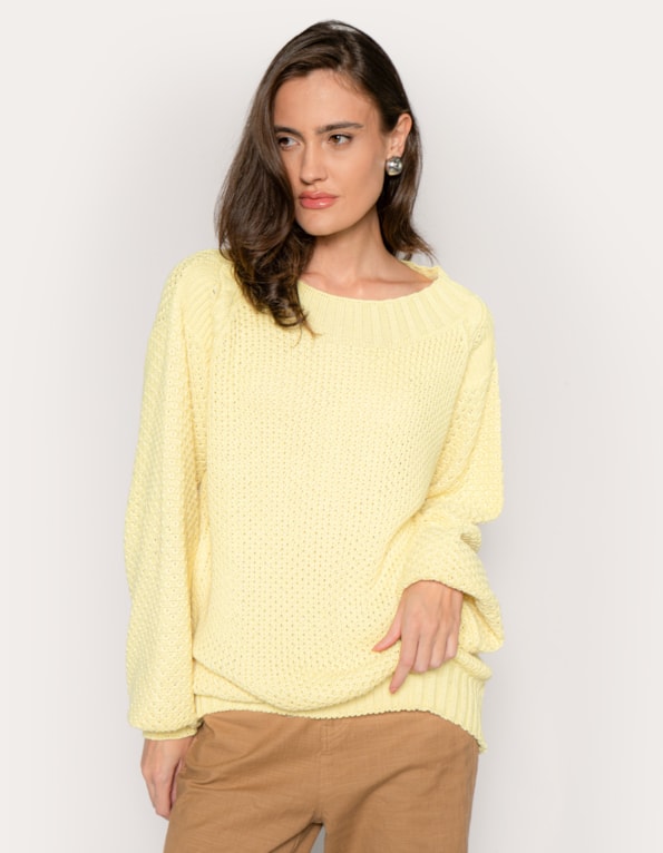 Blusa manga longa bufante tricot