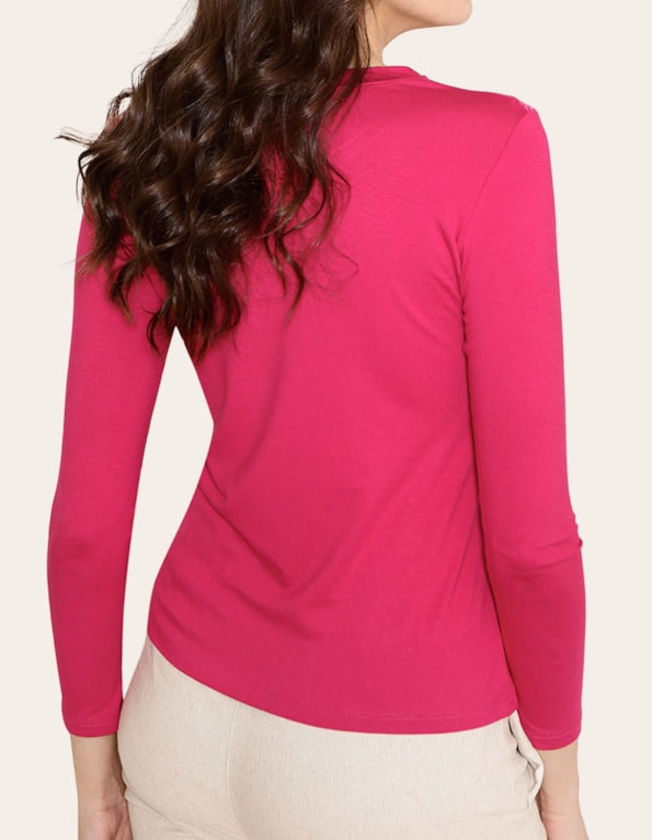 Blusa manga longa detalhe busto tela Pink