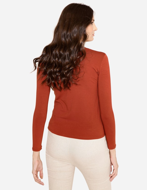 Blusa manga longa detalhe busto tela Telha