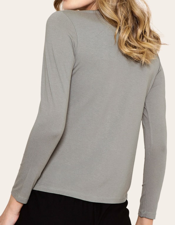 Blusa manga longa detalhe busto tela Verde folha