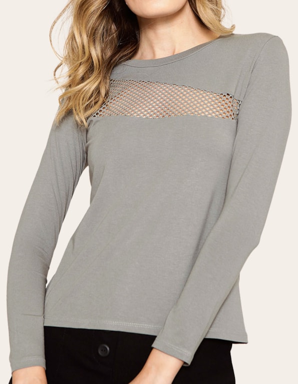 Blusa manga longa detalhe busto tela Verde folha