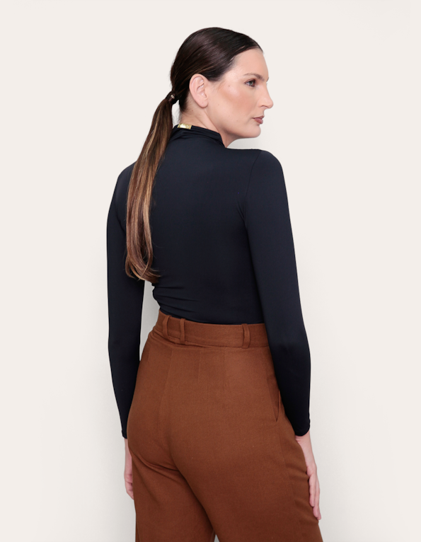 Blusa manga longa drapeada