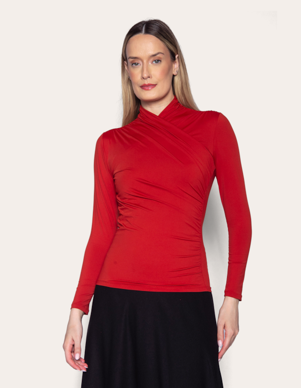 Blusa manga longa drapeada Terra