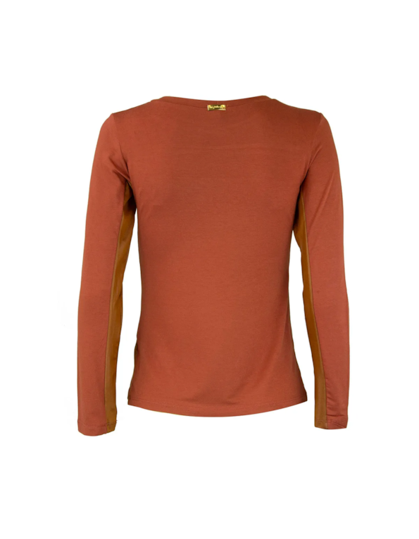 Blusa manga longa faixa cirre Telha