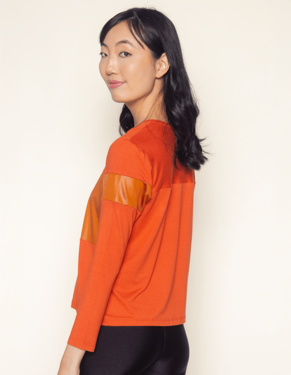 Blusa manga longa faixa cirre Telha