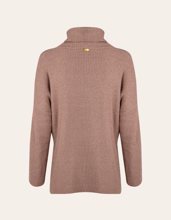 Blusa manga longa gola alta tricot oversized Rose