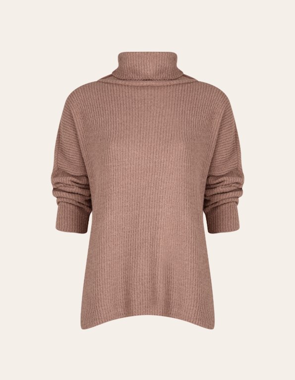 Blusa manga longa gola alta tricot oversized Rose