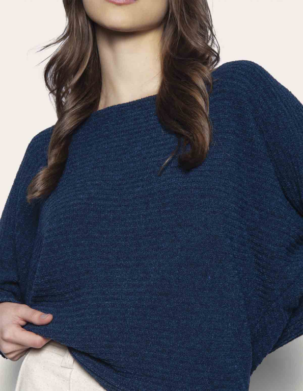 Blusa manga longa morcego Azul escuro