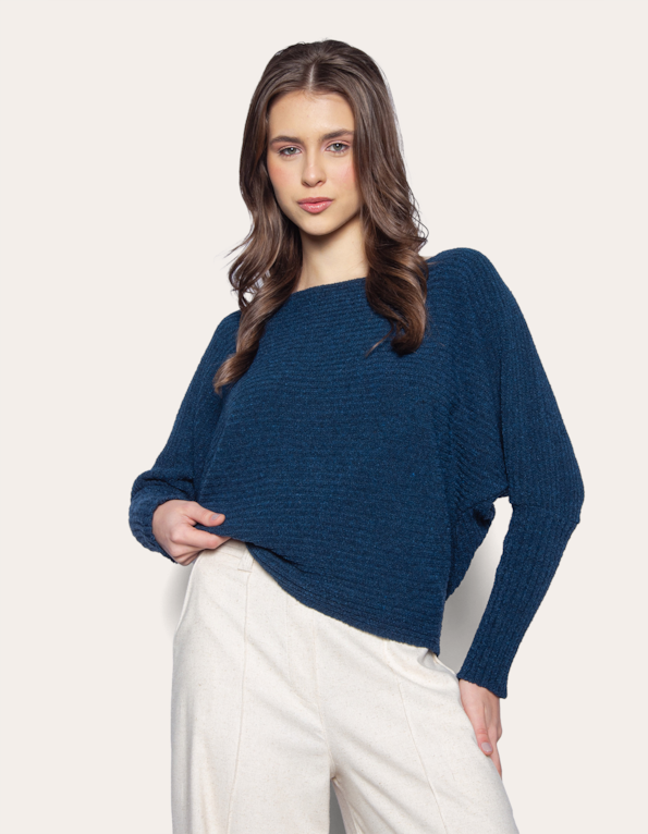 Blusa manga longa morcego Azul escuro