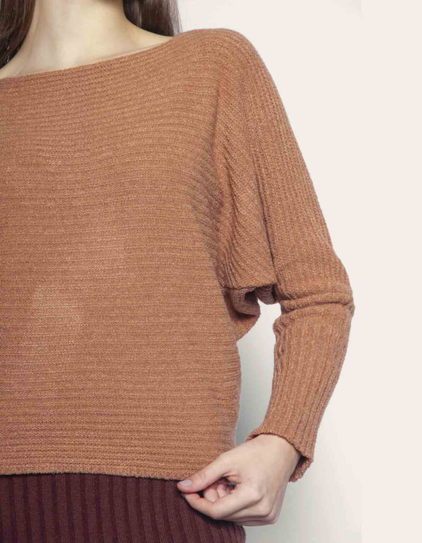 Blusa manga longa morcego Bege medio
