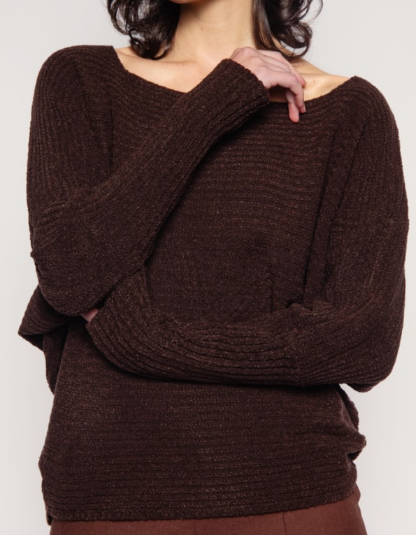 Blusa manga longa morcego Marrom