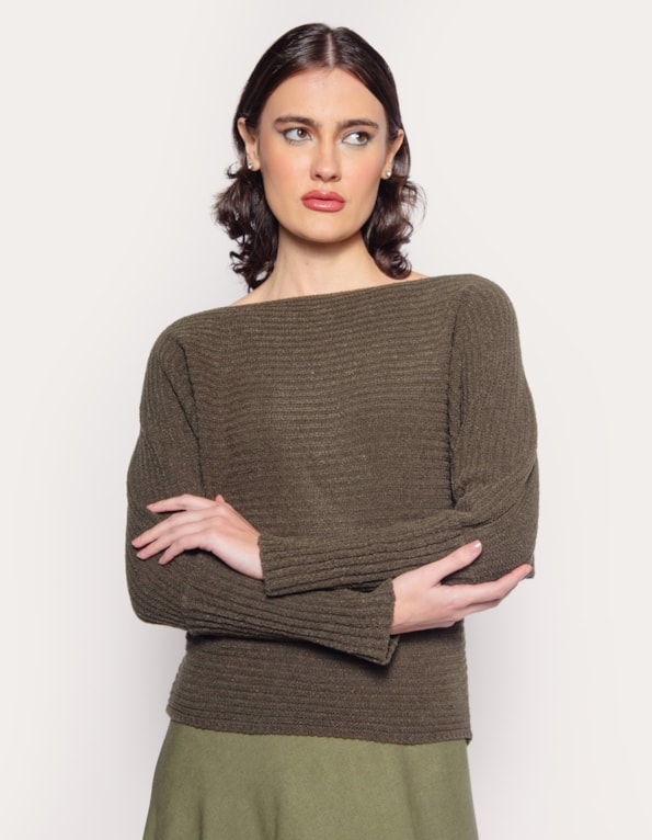 Blusa manga longa morcego Oliva