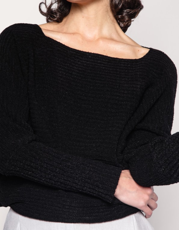 Blusa manga longa morcego Preto
