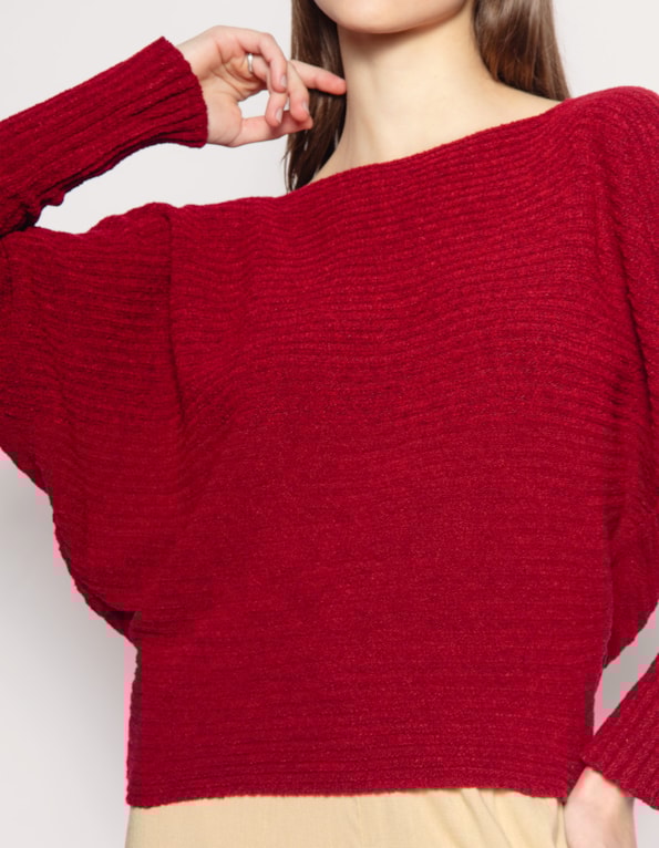 Blusa manga longa morcego Vermelho escuro
