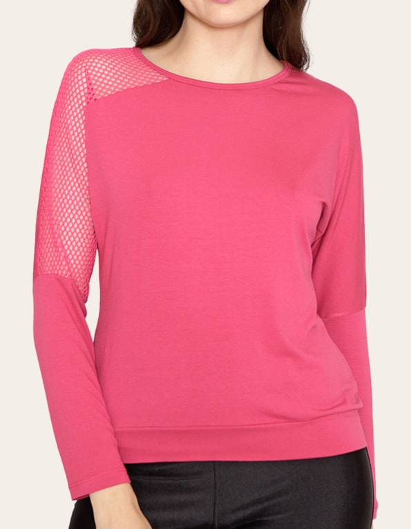 Blusa manga longa ombro tela Pink