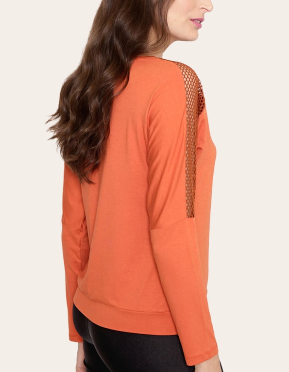 Blusa manga longa ombro tela Telha