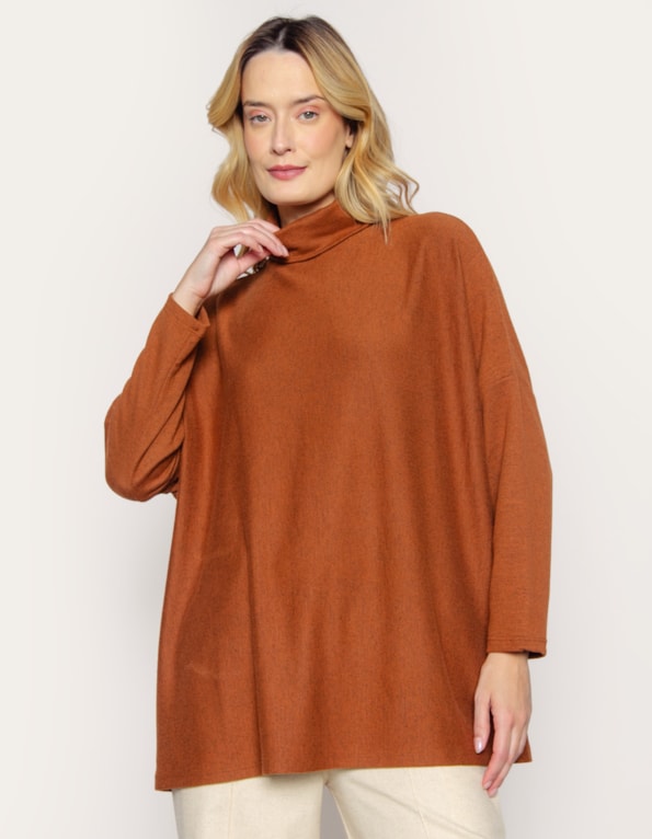 Blusa manga longa oversized Marrom