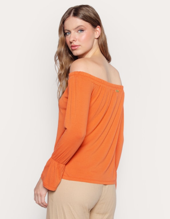 Blusa manga longa sino ciganinha Terracota