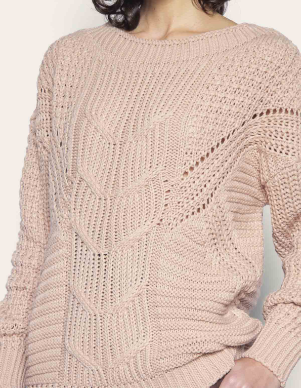 Blusa manga longa tricot Bege