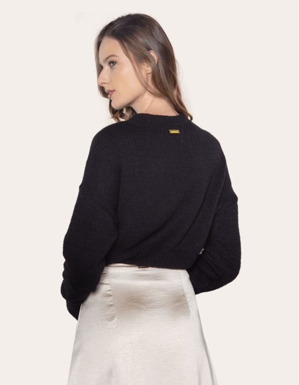 Blusa manga longa tricot felpudo Preto