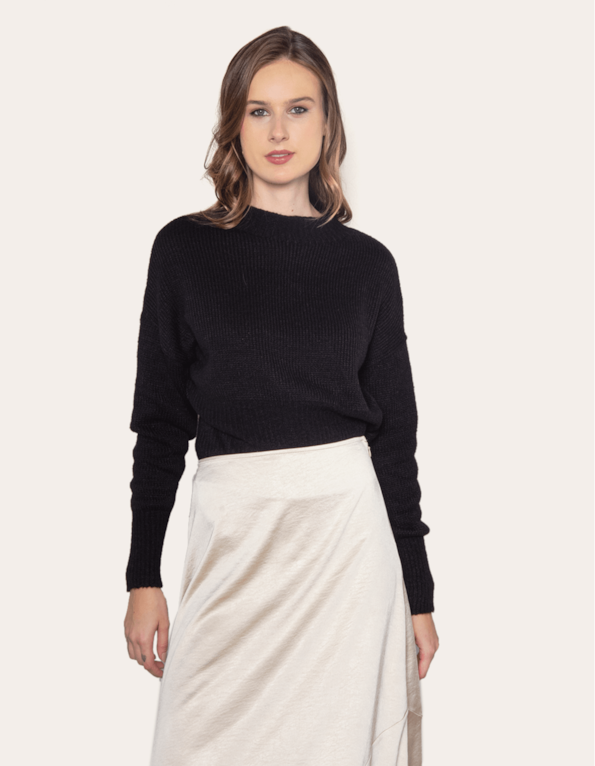 Blusa manga longa tricot felpudo Preto