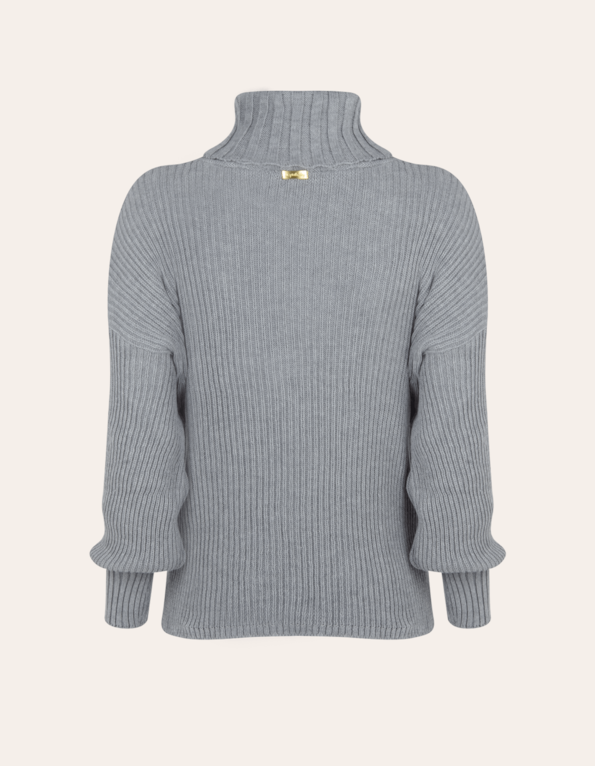 Blusa manga longa tricot gole role  Cinza