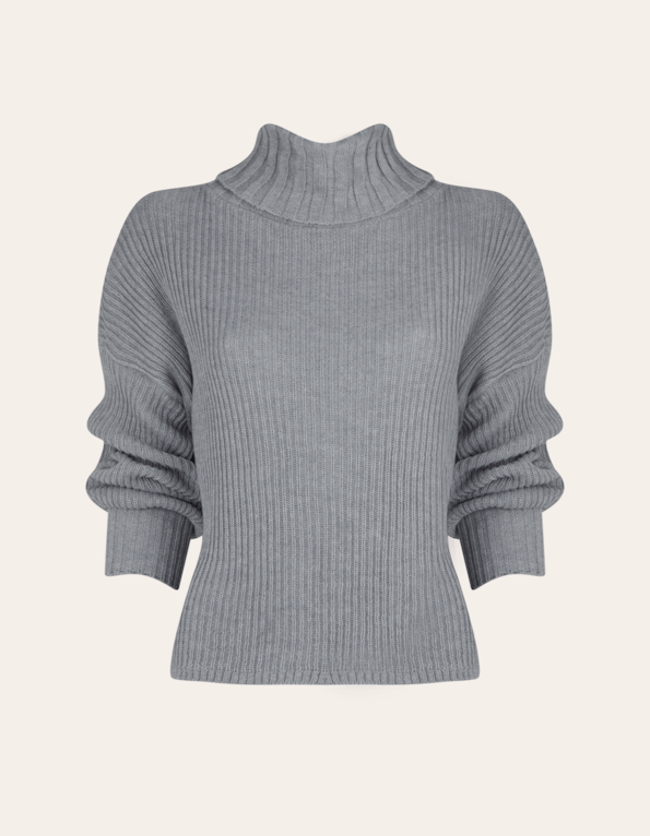 Blusa manga longa tricot gole role  Cinza