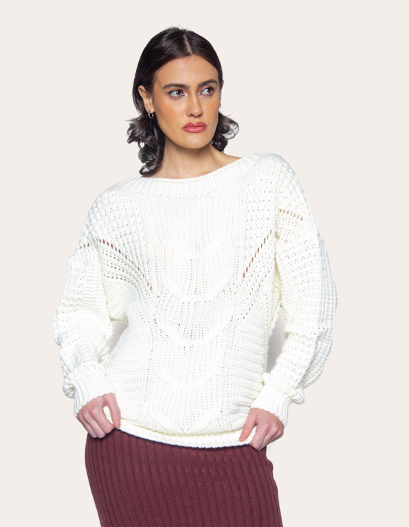 Blusa manga longa tricot Off white
