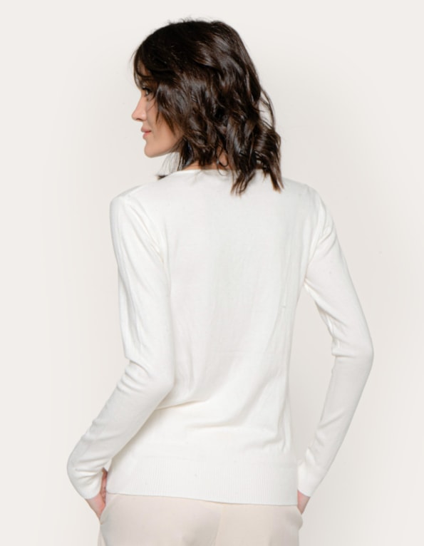 Blusa manga longa tricot Off white