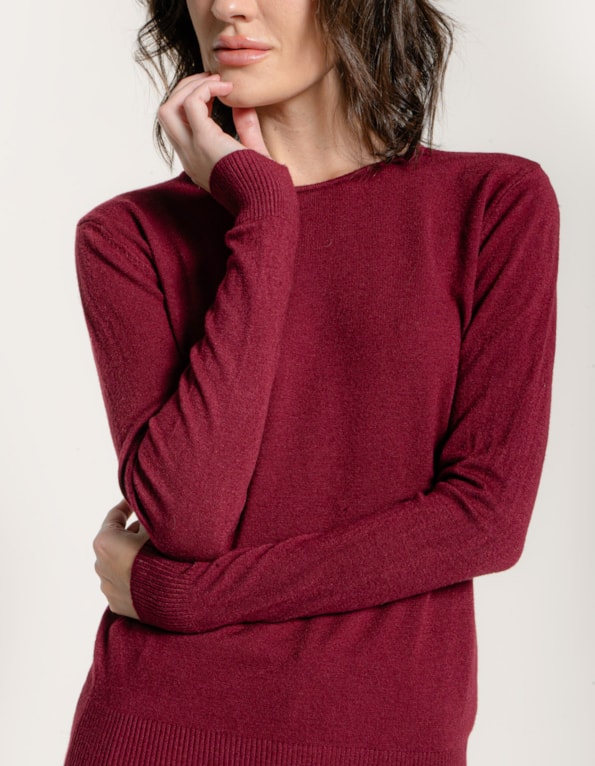 Blusa manga longa tricot Vermelho escuro