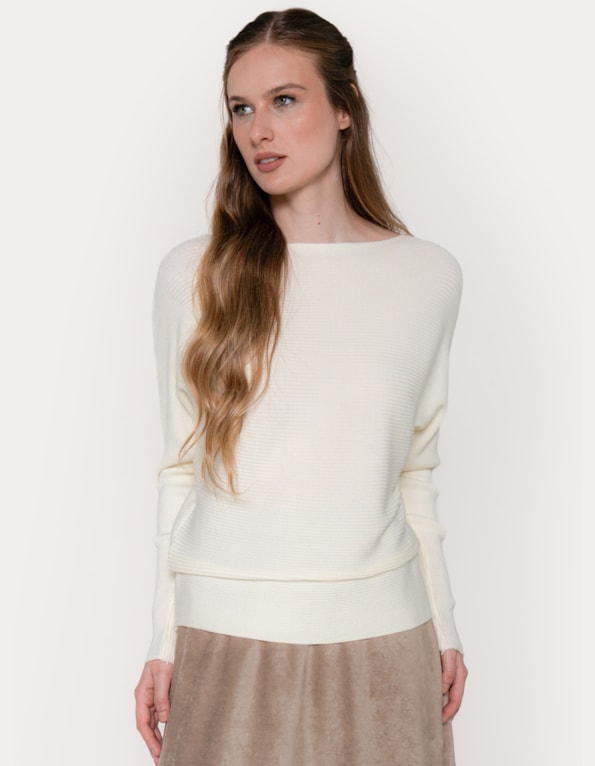 Blusa manga morcego tricot 