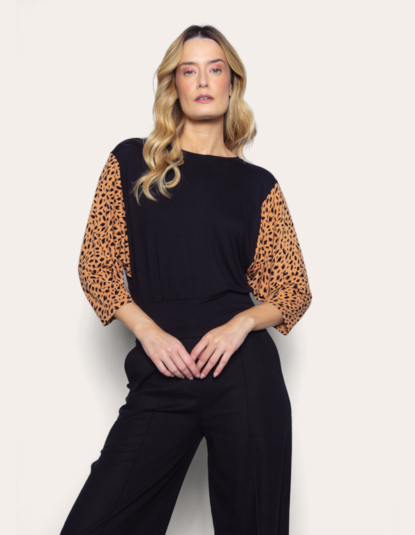 Blusa manga onça morcego Preto