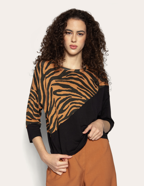 Blusa mg morcego mix zebra Zebra marrom