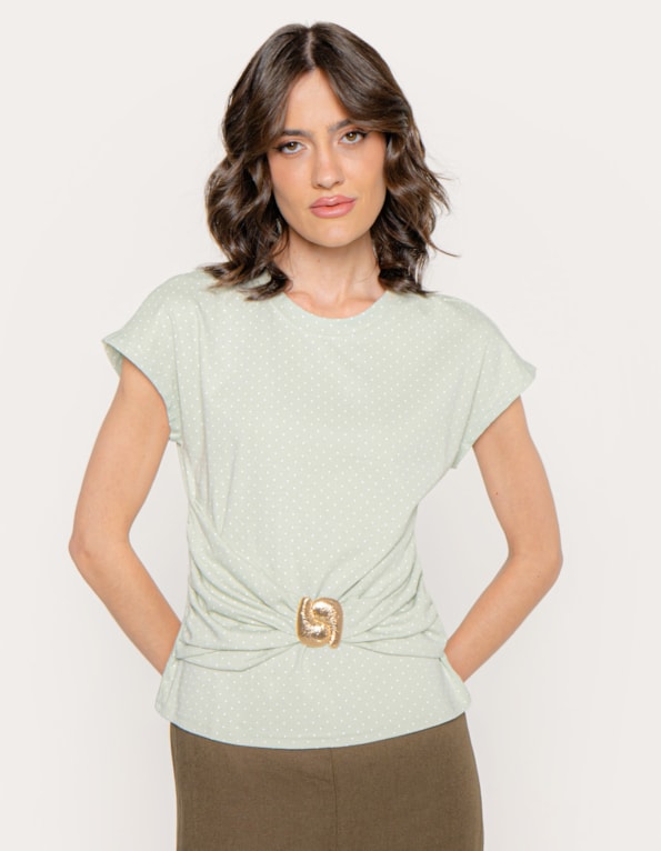 Blusa mini poa detalhe fivela Verde claro