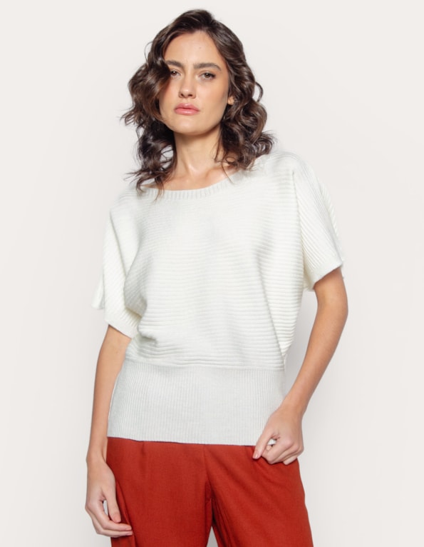 Blusa morcedo tricot canelado Off white