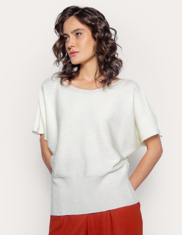 Blusa morcedo tricot canelado Off white