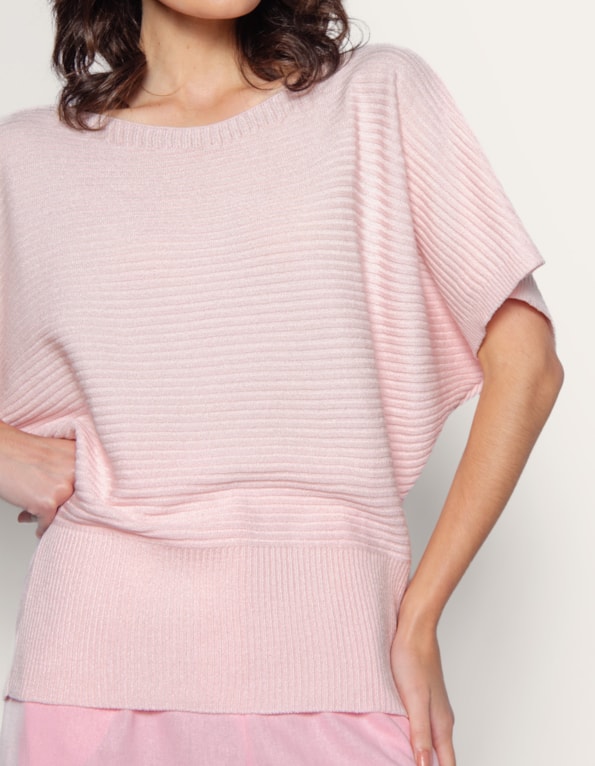 Blusa morcedo tricot canelado Rosa claro