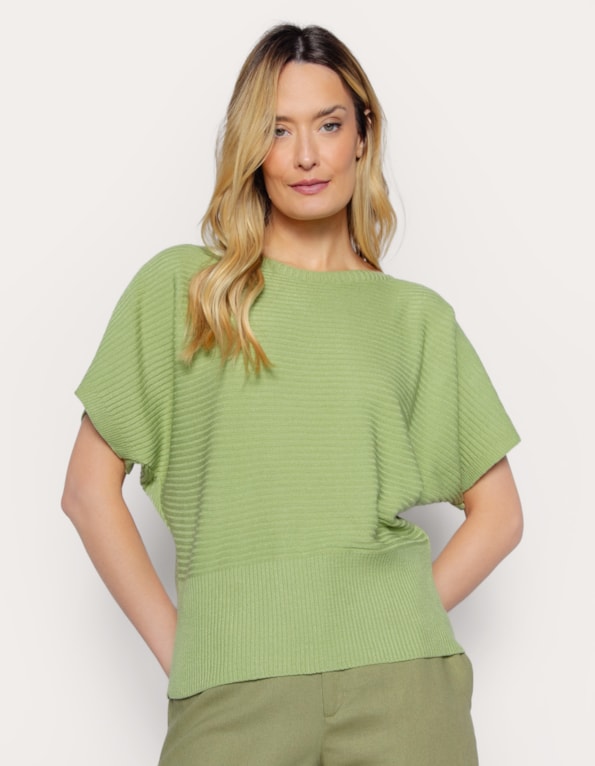 Blusa morcedo tricot canelado Verde claro