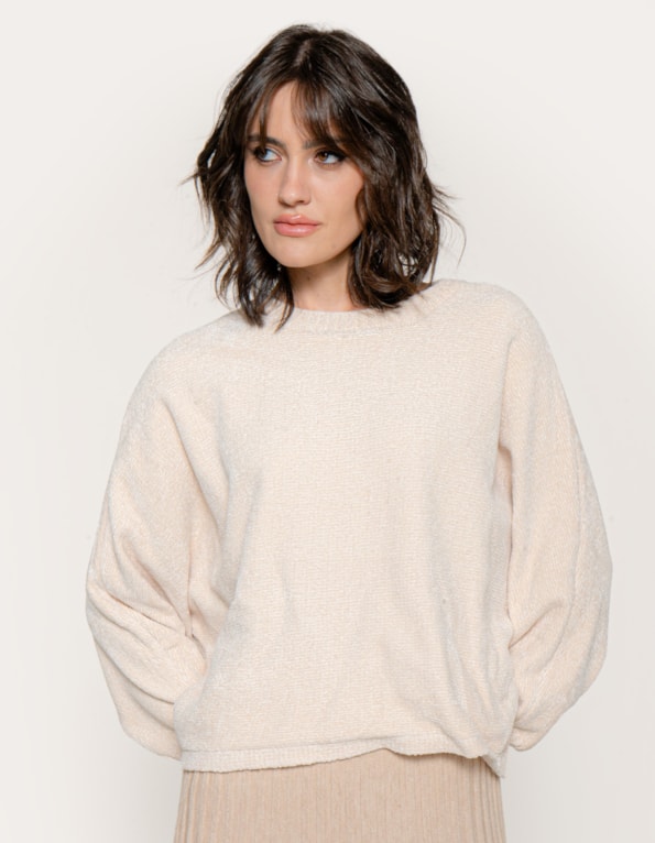 Blusa morcego tricot mousse  Bege claro