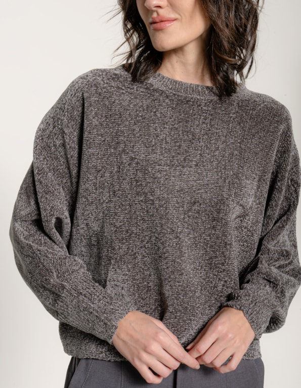 Blusa morcego tricot mousse  Cinza