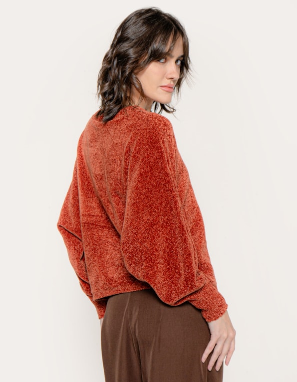 Blusa morcego tricot mousse  Marrom