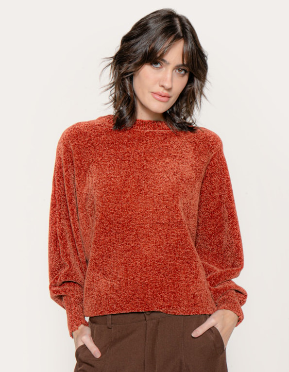 Blusa morcego tricot mousse  Marrom
