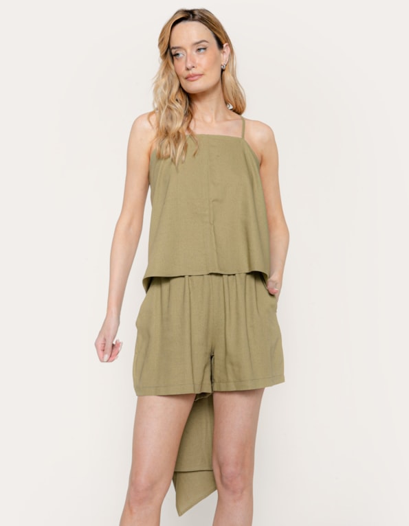 Blusa multiformas linho blend Oliva claro
