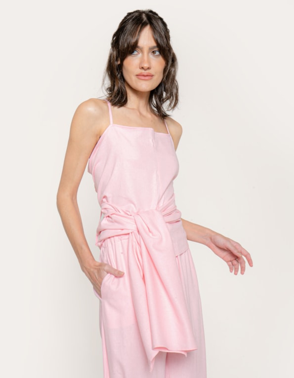 Blusa multiformas linho blend Rosa claro