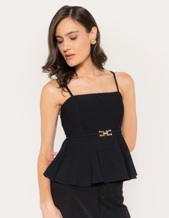Blusa peplum fivela